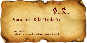 Venczel Kálmán névjegykártya